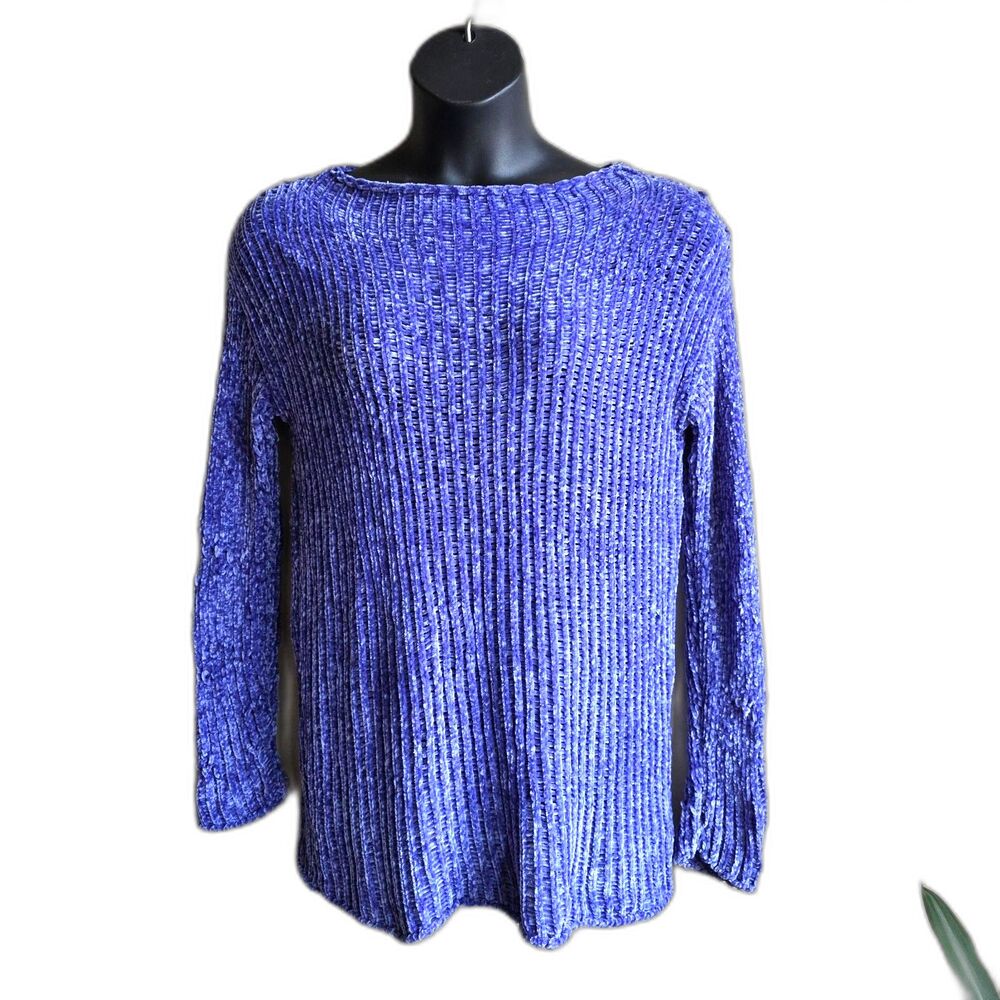 Soft Surroundings Petite Medium M Sweater Womens PM Knit Purple Deco Chenille
